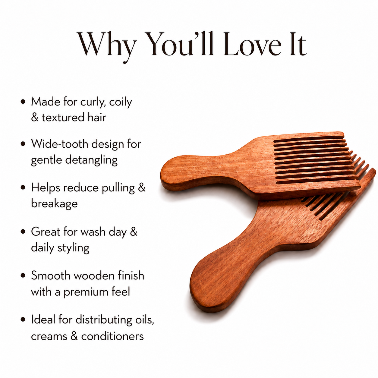 MelaninCare™ Wooden Detangling Comb Set